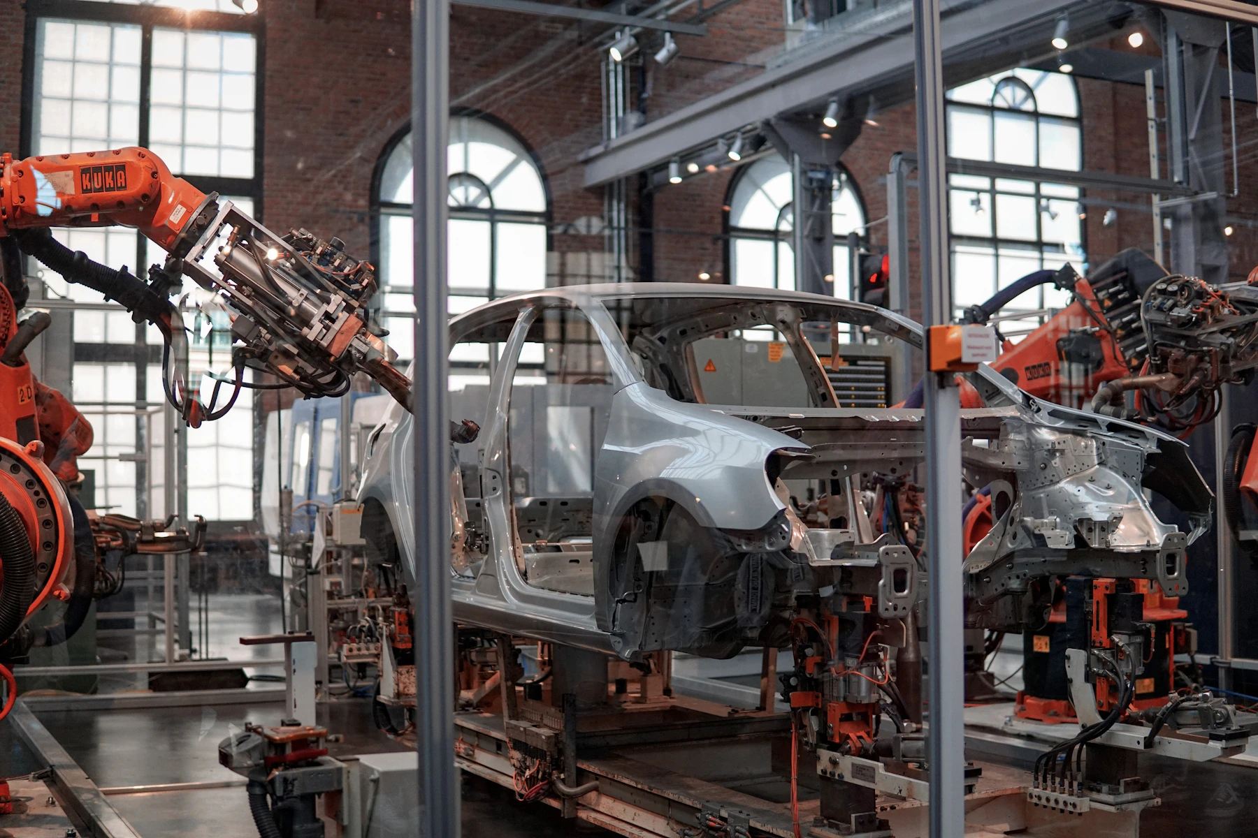 Automated machinery on an automotive production line